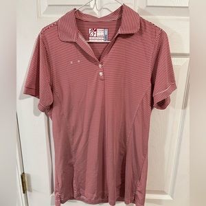 2 Women’s Striped Size Medium Short Sleeve Chick-Fila Uniform Shirts